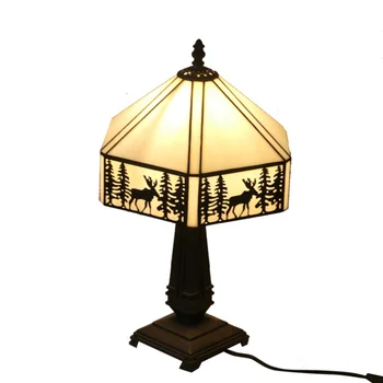 Настольная лампа из сплава с абажуром из стекла Тиффани, прикроватная современная гостиничная настольная лампа