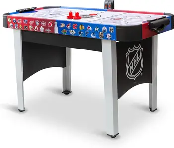 Настольный хоккейный стол среднего размера Rush для игры в хоккей в помещении на воздушной подушке; Простая настройка, пневматическая игра со светодиодной подсветкой, разноцветная хоккейная ручка Air hocke