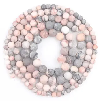Натуральный матовый розовый Яшмовый камень Зебры 4/6/8/10 мм, круглые свободные бусины для изготовления ювелирных изделий, браслет 