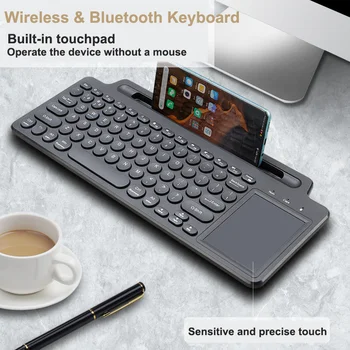 Новая Беспроводная клавиатура Bluetooth с Бесшумной кнопкой Мини Мультимедийный брелок с тачпадом Для Windows Android Ios Планшетных ПК телевизоров Ноутбуков