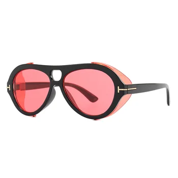 Новые модные красные солнцезащитные очки в стиле панк, выдалбливают ретро Солнцезащитные очки, желтые женские летние очки