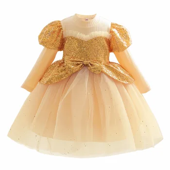 Новые платья принцессы для детей, осеннее платье с длинными рукавами для девочек, платье для Вечеринки в честь Дня рождения, Свадебное платье Подружки Невесты