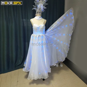 Одежда для светодиодных роботов, женские платья для бальных танцев, разноцветный светодиодный костюм робота, светящийся костюм для сценического шоу в ночном клубе