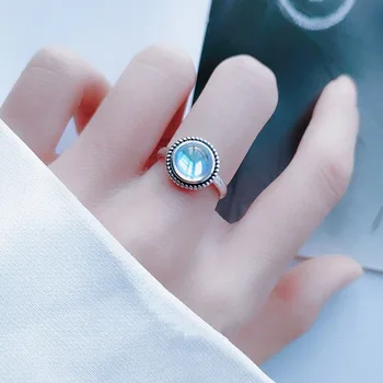 Оригинальные кольца из стерлингового серебра 925 пробы с синими круглыми фианитами для женщин, свадебные, обручальные, серебряные, женские винтажные кольца, изысканные ювелирные изделия