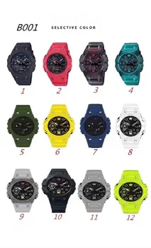 Оригинальные мужские спортивные цифровые кварцевые часы Shock Watch b001 полнофункциональной серии Solar World Time Oak