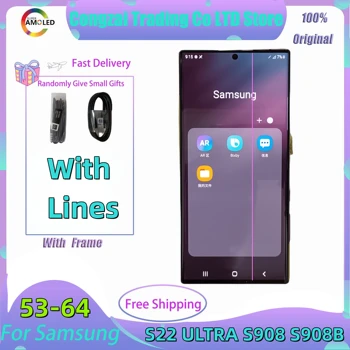 Оригинальный Дисплей для Samsung S22 Ultra с Линейным ЖК-сенсорным экраном Digitizer для Samsung Galaxy S22 Ultra 5G LCD S908 S908B S908U