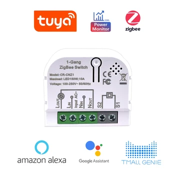 Переключатель статистики электроэнергии COLOROCK ZigBee 1-2Gang Switch 10A 90-250 В переменного тока Tuya Smart Life App Alexa Google Home Голосовое Управление