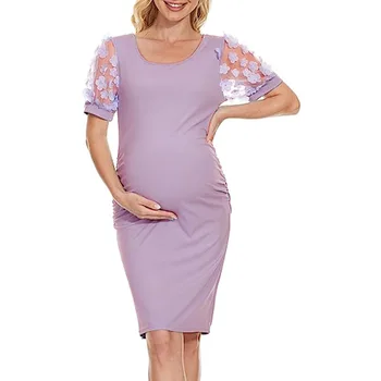 Платье для беременных, реквизит для фотосъемки, Женская одежда для беременных, Кружевное платье с короткими рукавами для фотосессии беременных, одежда