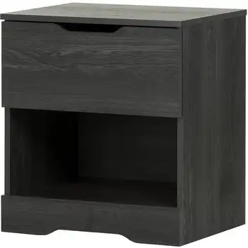 Прикроватная Тумбочка с 1 выдвижным ящиком - Приставной столик для хранения Вещей Серого цвета