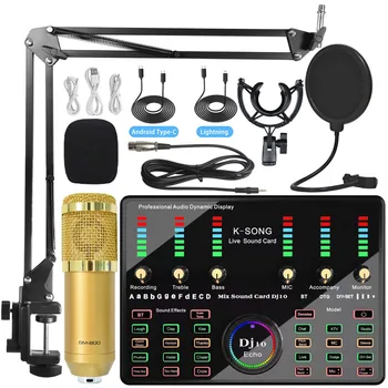 Профессиональный проводной аудио DJ, Набор звуковых карт из 10 BM800 Mic, Студийный конденсаторный микрофон для записи караоке-подкастов в прямом эфире