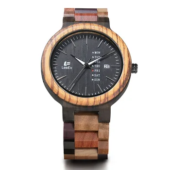 Роскошные Брендовые деревянные часы Мужские С Японским кварцевым механизмом, часы с цветным деревянным ремешком, мужские наручные часы, приятный подарок