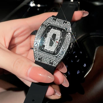 Роскошные Брендовые часы для женщин с силиконовым ремешком, спортивные кварцевые часы, наручные часы с бриллиантами для девочек, Reloj Mujer Elegante, Бесплатная доставка
