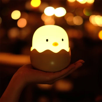 Светодиодный Ночник Курица в яичной Скорлупе, Ночная лампа, Современная USB Зарядка, Силиконовый светильник для спальни, Мультяшный Детский настольный светильник