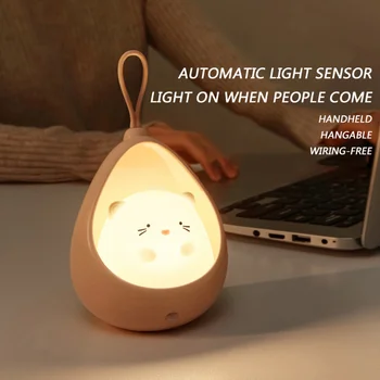 Светодиодный ночник с сенсорным управлением, милое животное, индукционная лампа для детей, Детская спальня, USB-аккумулятор GL434