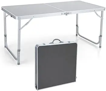 складной походный стол 4 фута, алюминиевый стол для пикника с регулируемой высотой, водонепроницаемый и устойчивый к ржавчине портативный стол
