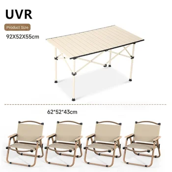 Складной стол и стулья для кемпинга UVR, Переносной стол для семейных путешествий из сплава углеродистой стали, набор складных столов и стульев для улицы