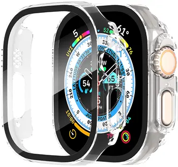 Стекло + Чехол Для Apple Watch Ultra 49mm band smartwatch PC Бампер + Защитная пленка для экрана Закаленное Покрытие iwatch series Ultra Аксессуары