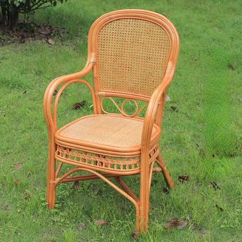 Стул из ротанга натуральный, настоящий ротанг, старик, домашняя спинка из ротанга, стул из ротанга для отдыха на балконе, одноместный стул