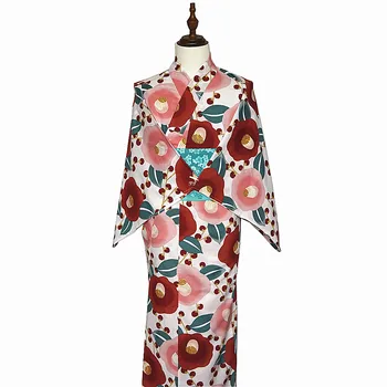 Традиционный Японский халат Юката с Obi, Женский Хлопковый халат, Одежда для отдыха, путешествий, фотосъемки, Костюм для Косплея с принтом