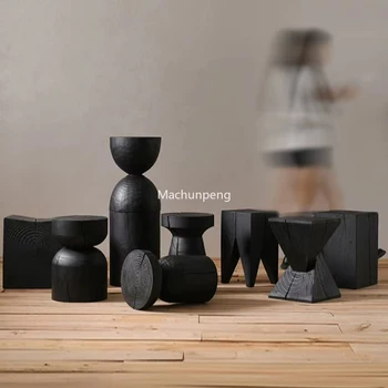 Японские винтажные журнальные столики Минималистичный деревянный Антикварный черный приставной столик для спальни Бесплатная доставка Стол для дома